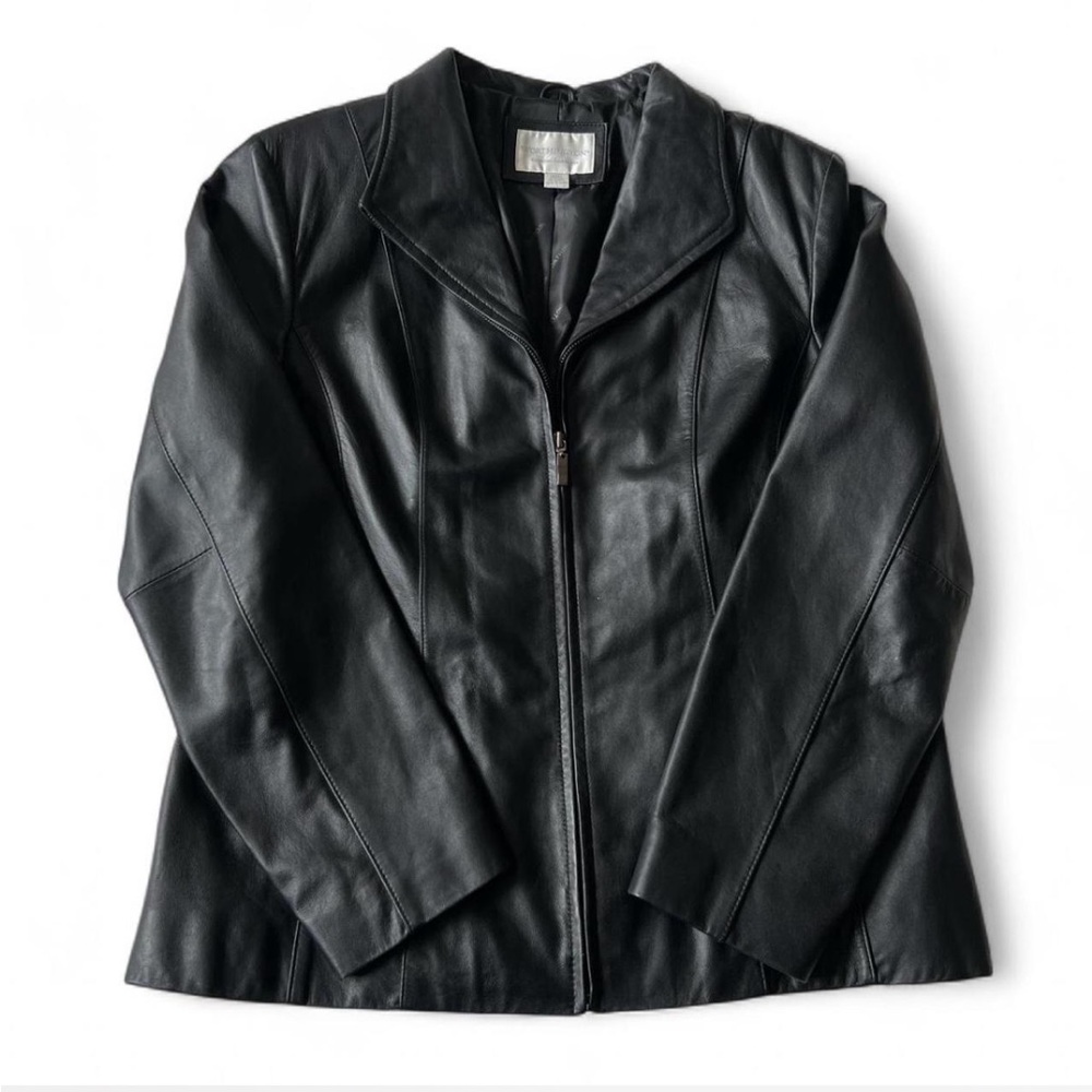 Black leather jacket/coat
